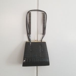 Vintage navy croc embossed bag